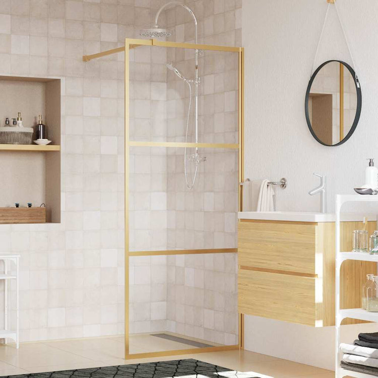 Vidaxl Walk-In Mur de douche transparent 90x195 cm ESG Glass Gold Couleurs