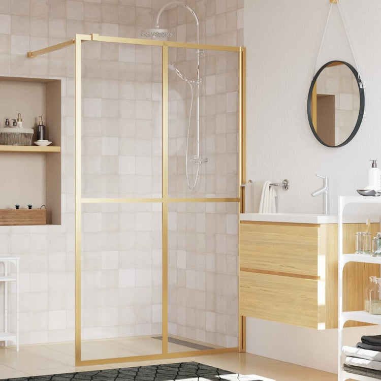 Vidaxl Walk-In Muron de douche transparente 140x195 cm ESG Glass Gold Couleurs