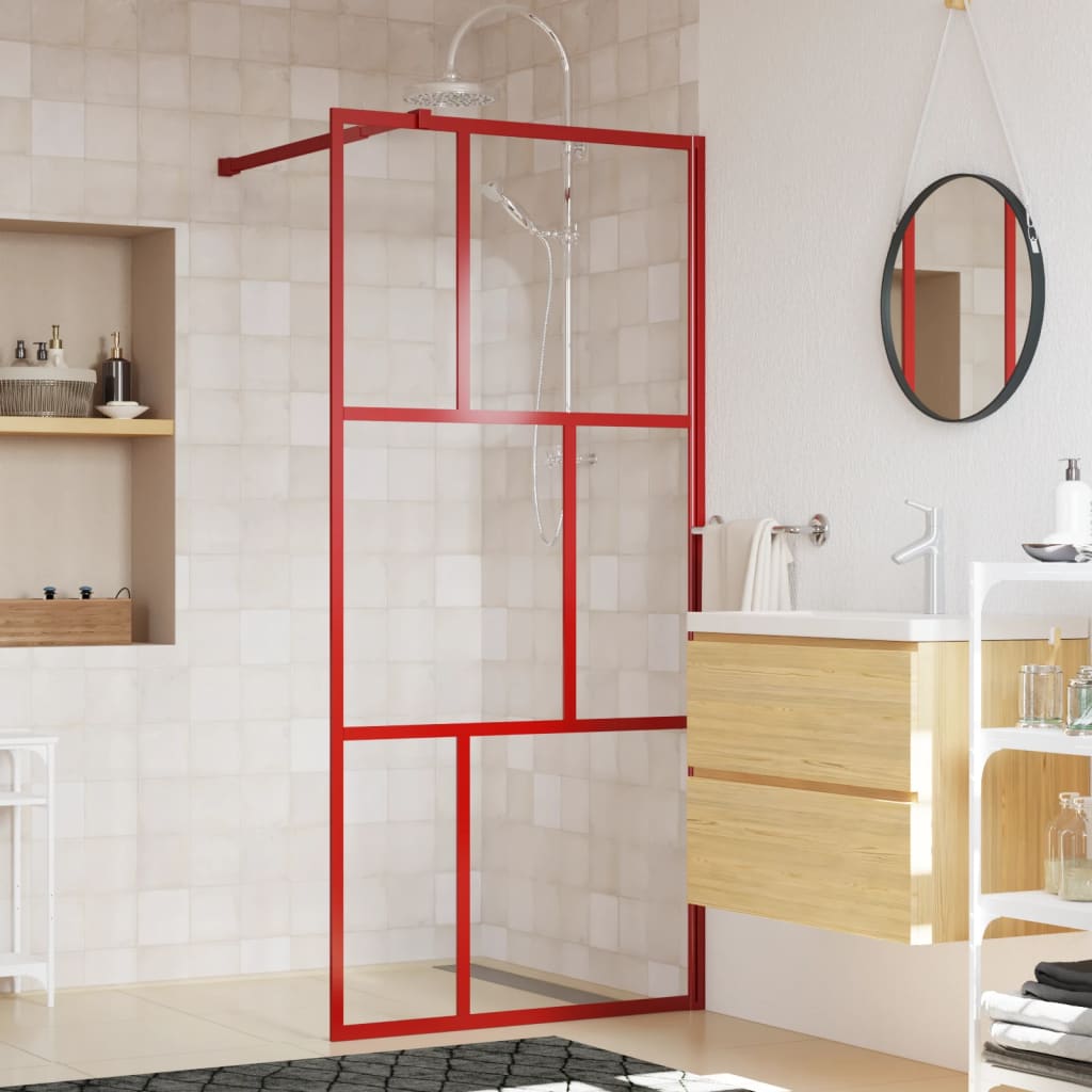 Vidaxl Walk-In Walk Mury Transparent 80x195 cm ESG Verre rouge