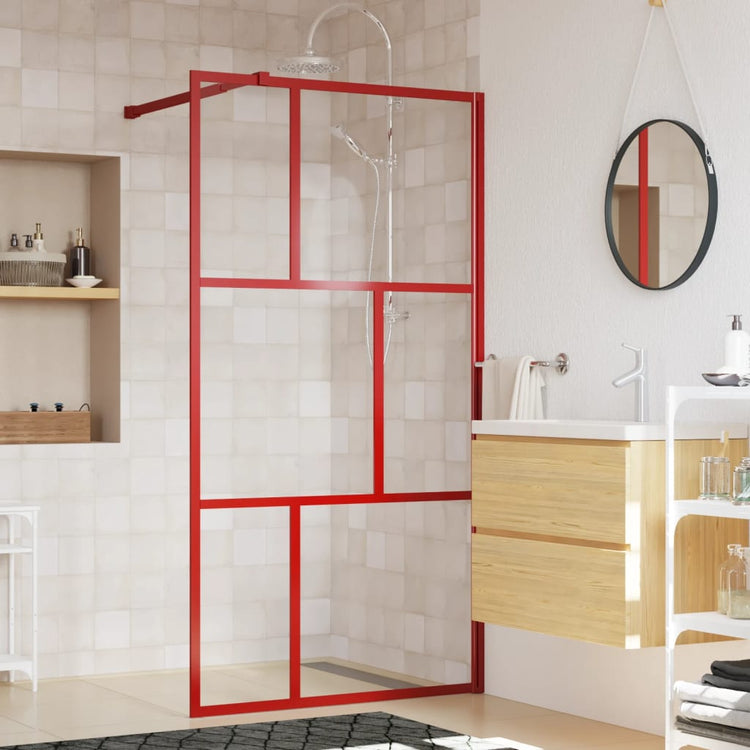 Vidaxl Walk-In Muron de douche transparente 100x195 cm ESG Verre rouge
