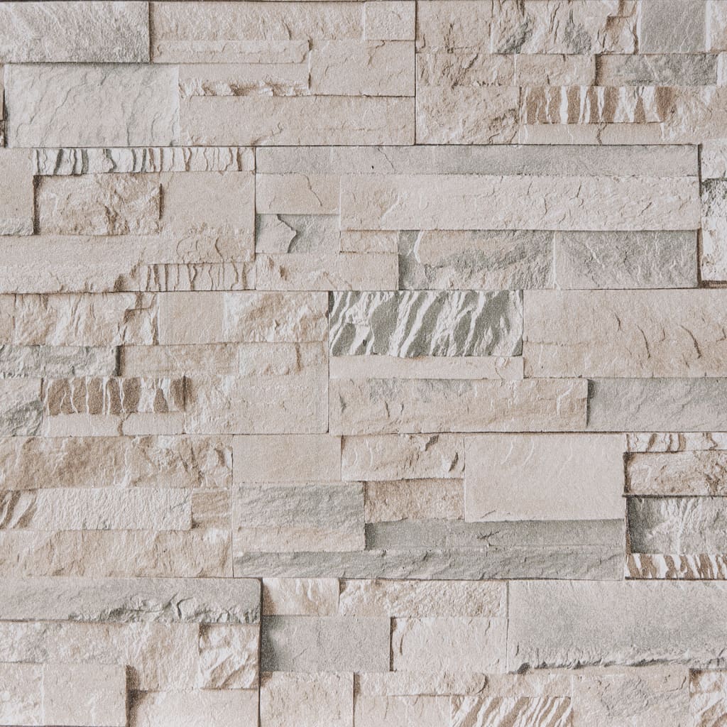 Vidaxl Fore's Wallpaper 3D Stone-look 10x0,53 m gris et beige