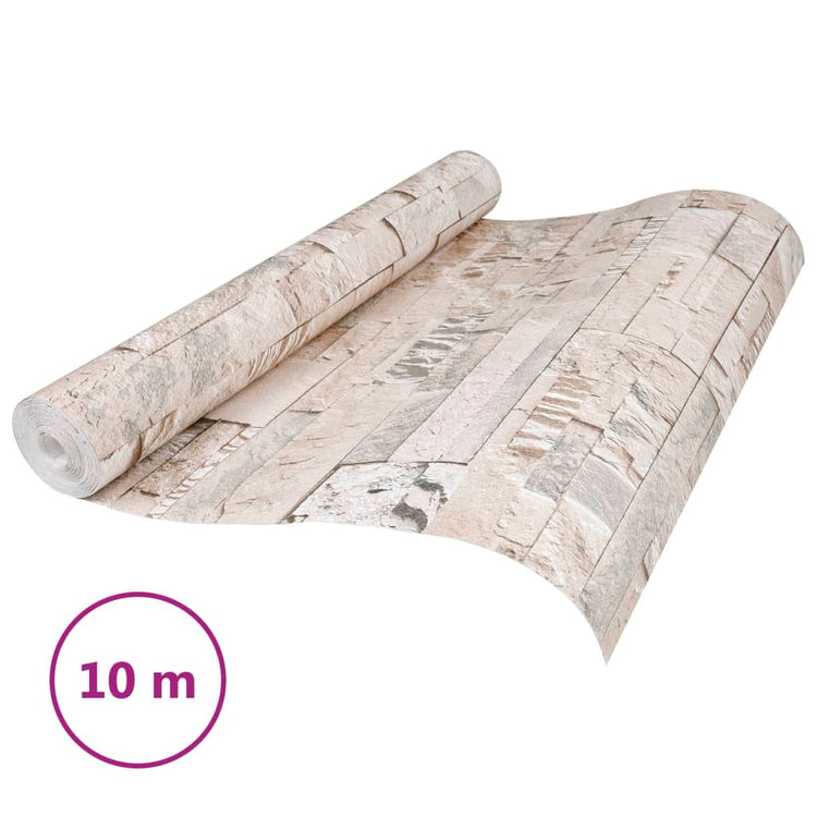 Vidaxl Fore's Wallpaper 3D Stone-look 10x0,53 m gris et beige
