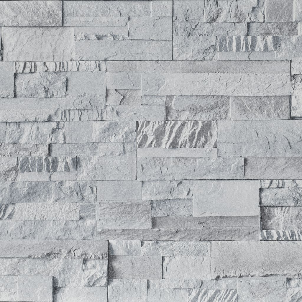 Vidaxl Fore's Wallpaper 3D Stone-look 10x0,53 m gris clair