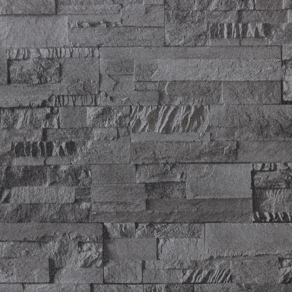Vidaxl Fore's Wallpaper 3D Stone-look 10x0,53 m noir