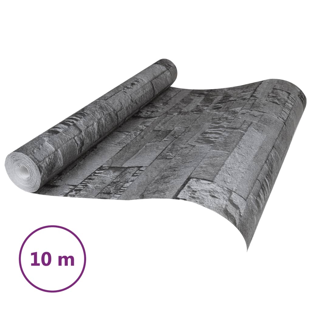 Vidaxl Fore's Wallpaper 3D Stone-look 10x0,53 m noir