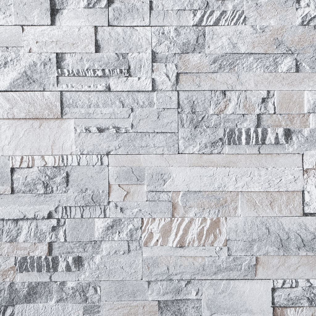 Vidaxl Fore's Wallpaper 3D Stone-look 10x0,53 m gris clair et marron