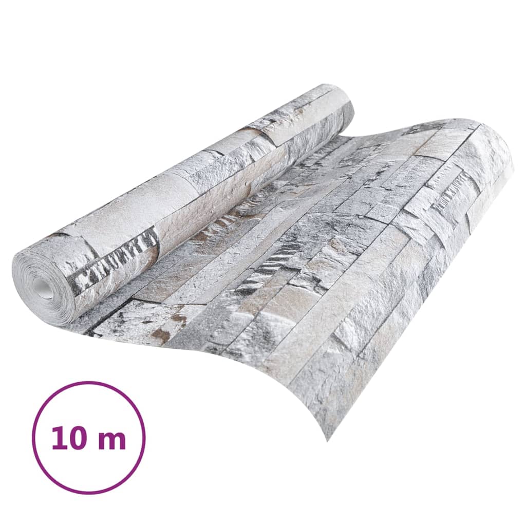 Vidaxl Fore's Wallpaper 3D Stone-look 10x0,53 m gris clair et marron