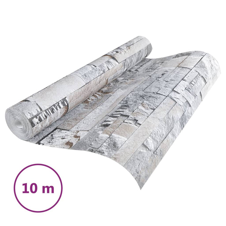 Vidaxl Fore's Wallpaper 3D Stone-look 10x0,53 m gris clair et marron