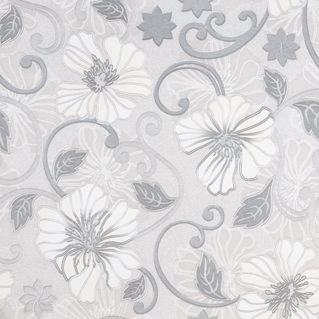 Vidaxl Fore's Wallpaper 3D Flower Match 10x0,53 m gris