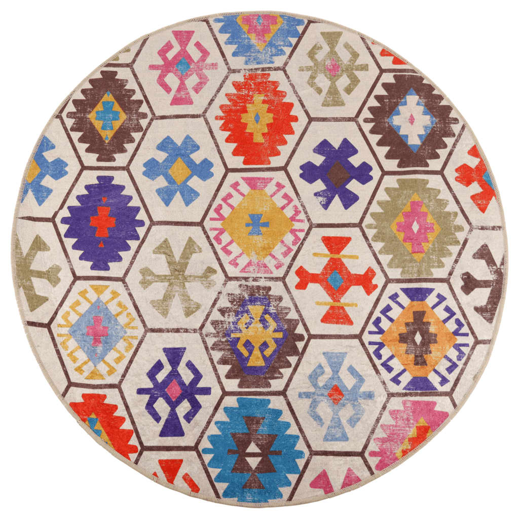 Vidaxl tapis lavable antidérapant Ø 120 cm multicolore