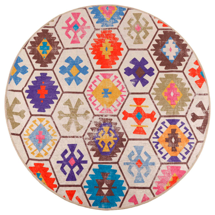 Vidaxl tapis lavable antidérapant Ø 120 cm multicolore
