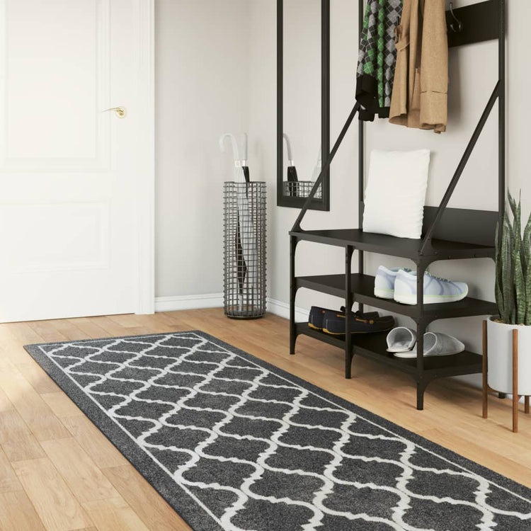 Tapis vidaxl Anti-slip 80x300 cm noir et blanc