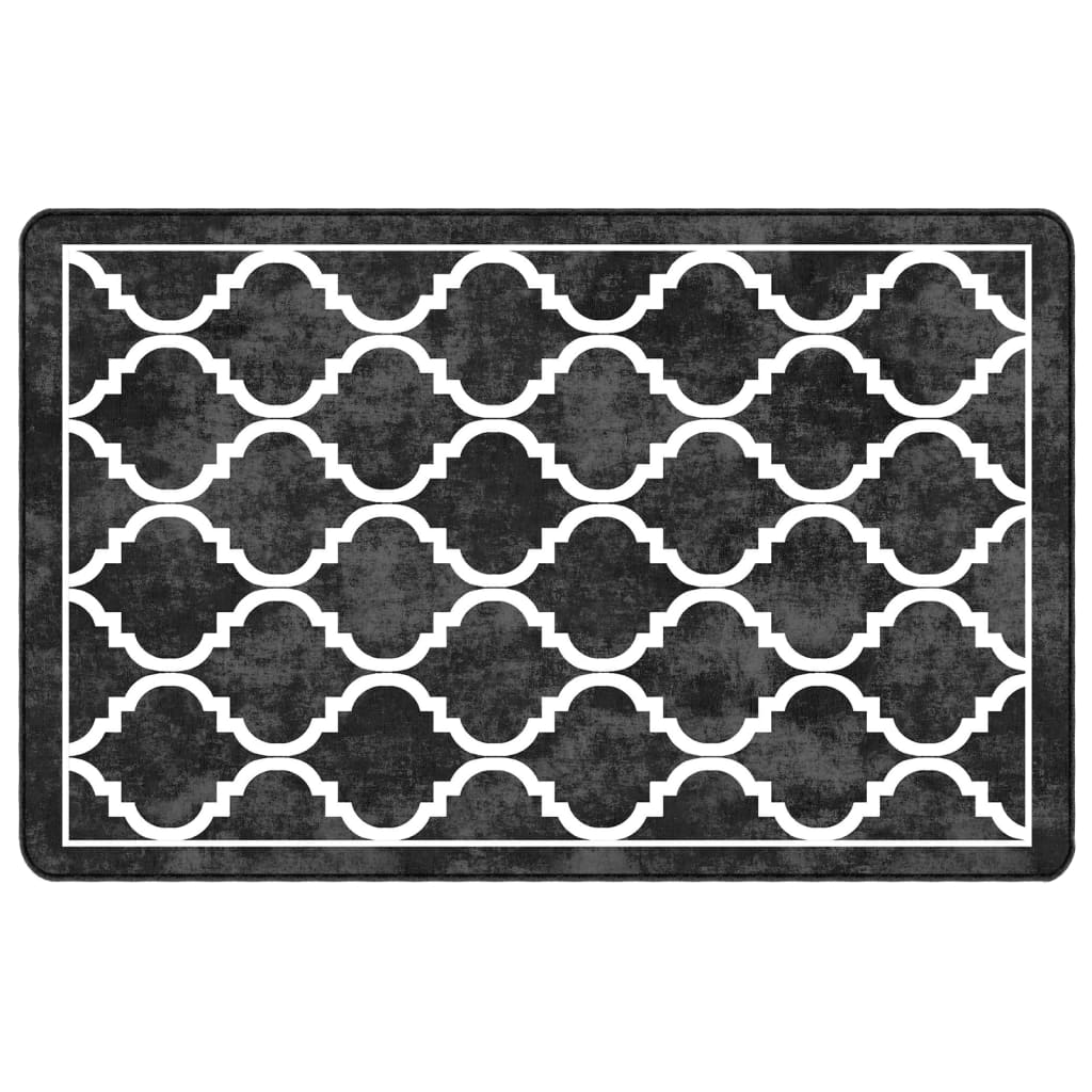Tapis vidaxl Anti-slip lavable 190x300 cm noir et blanc