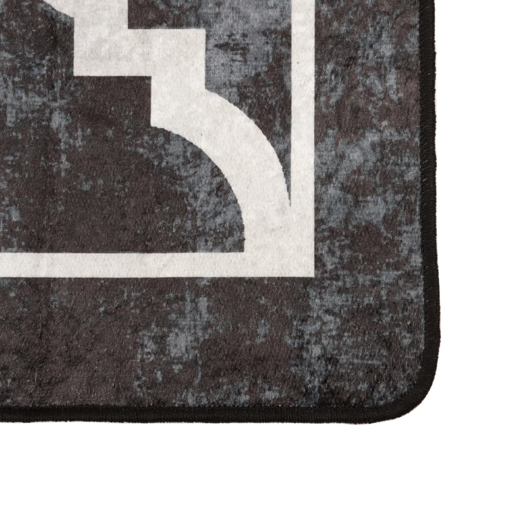 Tapis vidaxl Anti-slip lavable 190x300 cm noir et blanc