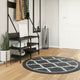 Tapis vidaxl Anti-slip lavable Ø 120 cm noir et blanc
