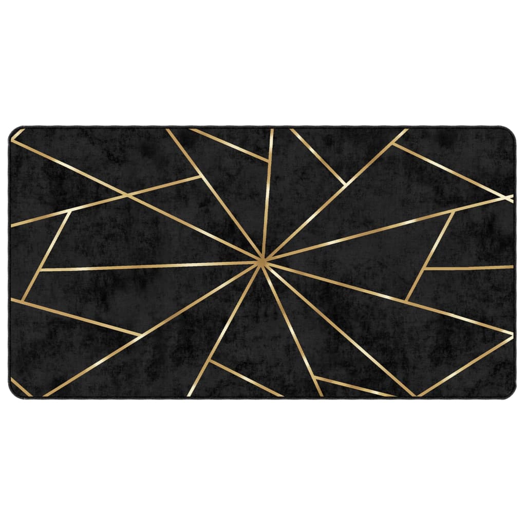 Vidaxl tapis lavable anti-glip 80x150 cm noir et or de couleur