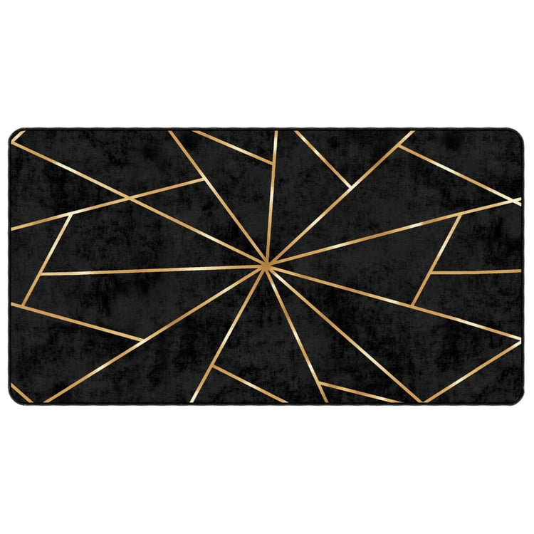 Vidaxl tapis lavable anti-glip 80x150 cm noir et or de couleur