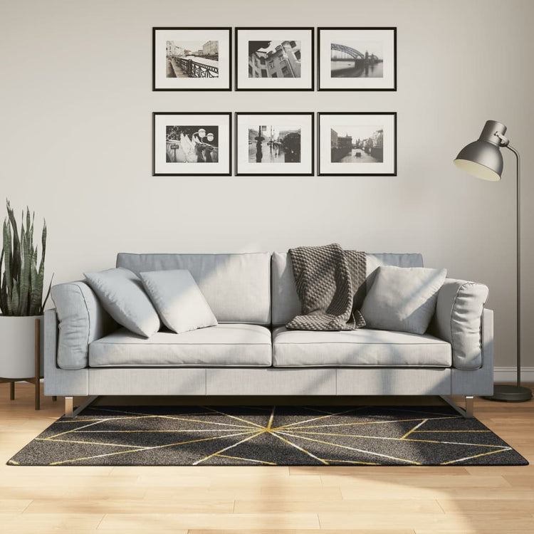 Vidaxl tapis lavable anti-glip 80x150 cm noir et or de couleur