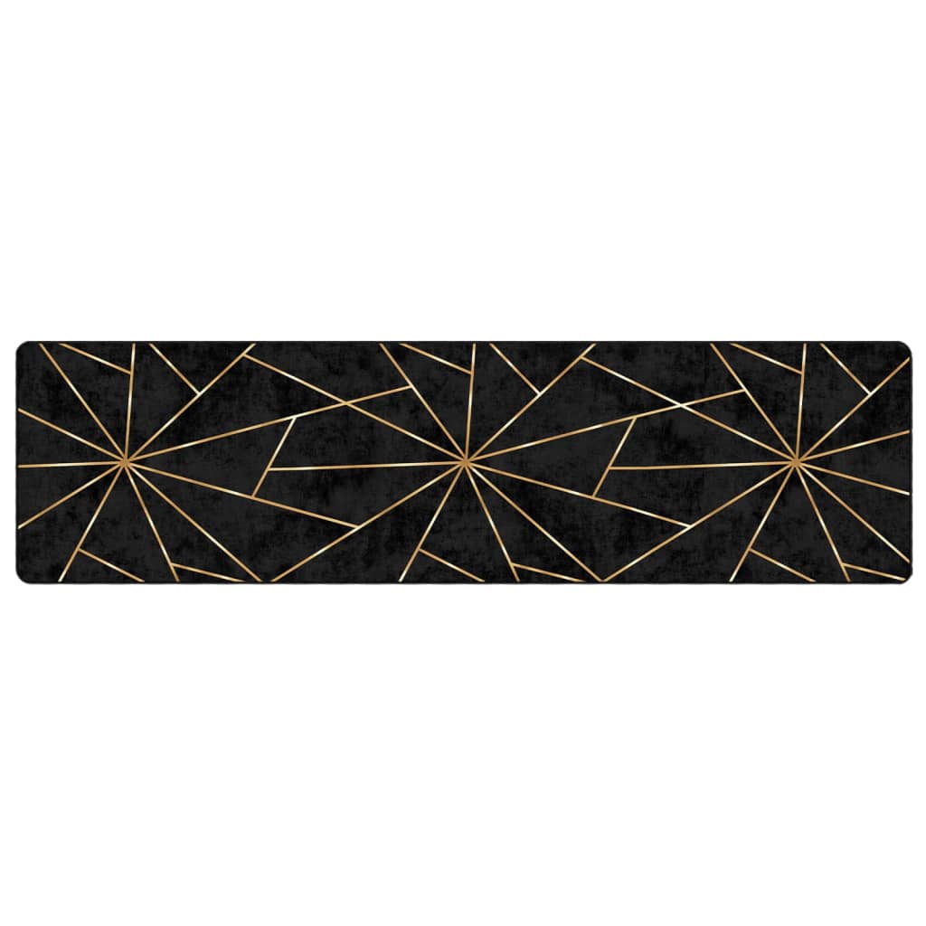 Vidaxl tapis lavable anti-glip 80x300 cm noir et or de couleur