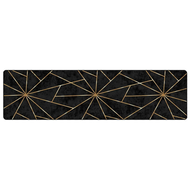 Vidaxl tapis lavable anti-glip 80x300 cm noir et or de couleur