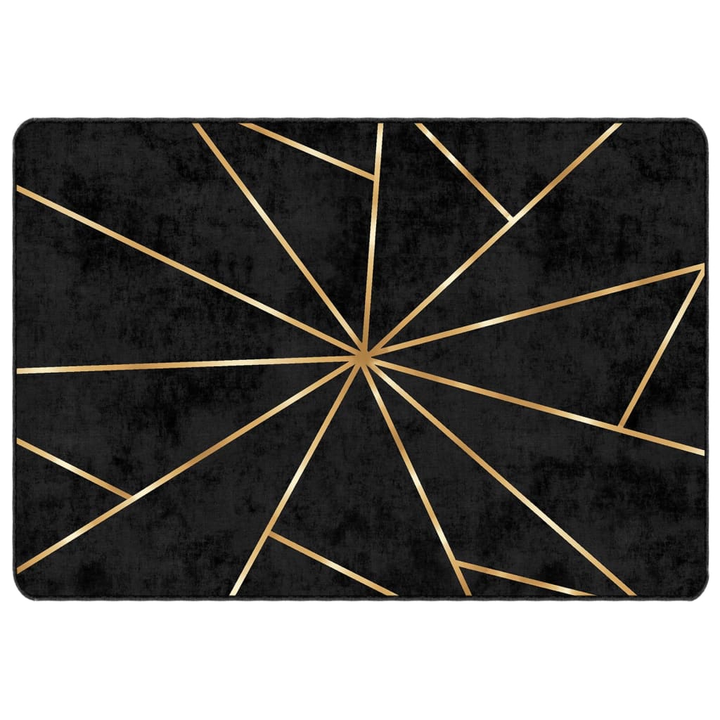 Vidaxl tapis lavable antidérapant 120x180 cm noir et or de couleur