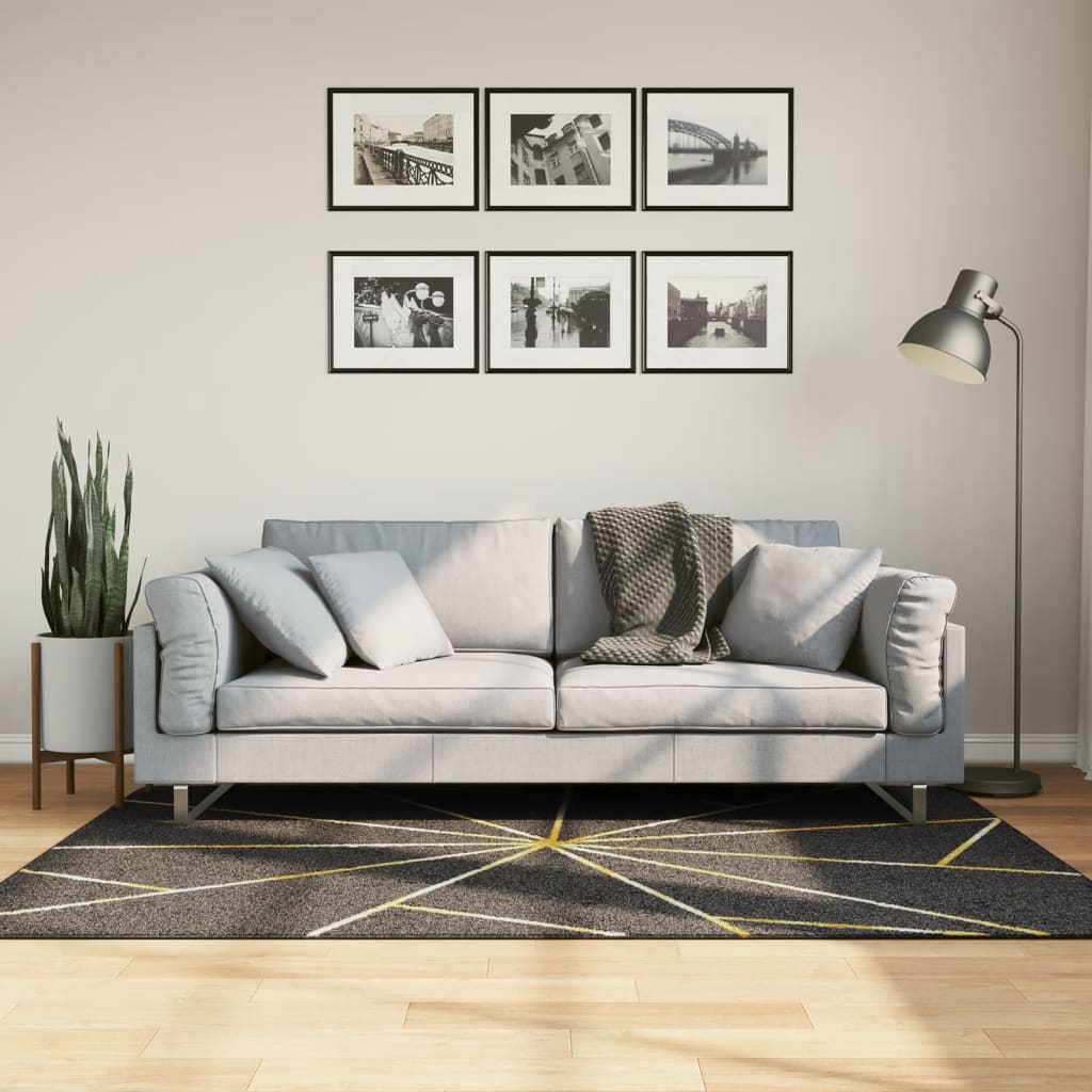 Vidaxl tapis lavable antidérapant 120x180 cm noir et or de couleur