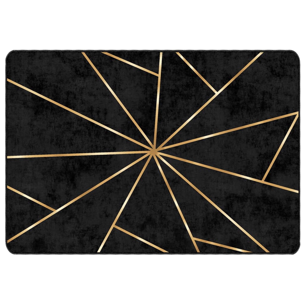 Vidaxl tapis lavable antidérapant 160x230 cm noir et or de couleur