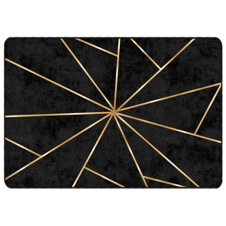 Vidaxl tapis lavable antidérapant 160x230 cm noir et or de couleur