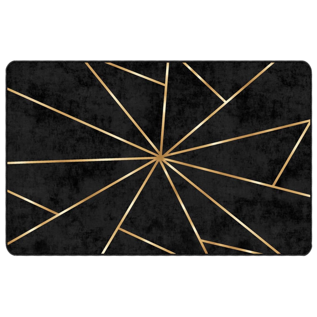 Vidaxl tapis lavable antidérapant 190x300 cm noir et or de couleur