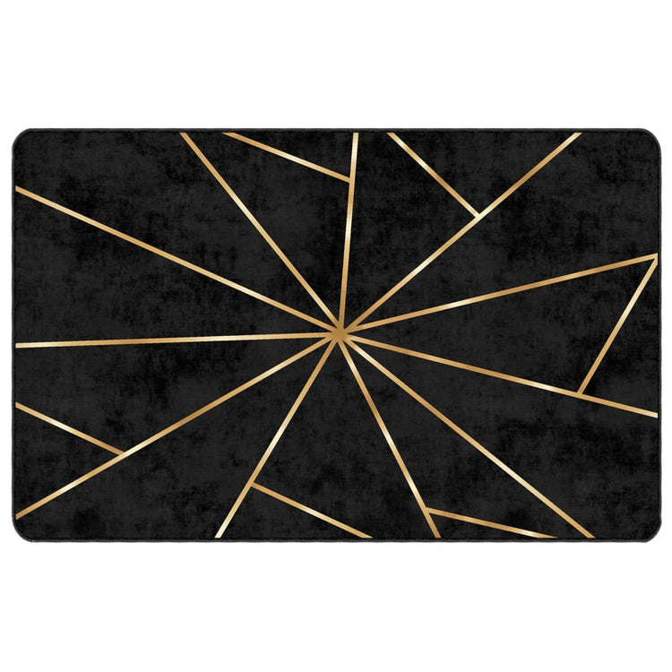 Vidaxl tapis lavable antidérapant 190x300 cm noir et or de couleur