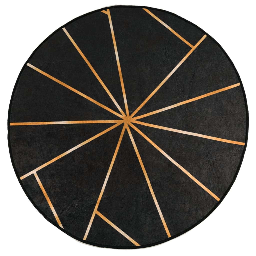 Vidaxl tapis lavable antidérapant Ø 120 cm noir et or de couleur