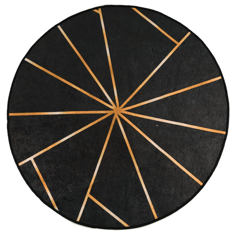 Vidaxl tapis lavable antidérapant Ø 120 cm noir et or de couleur