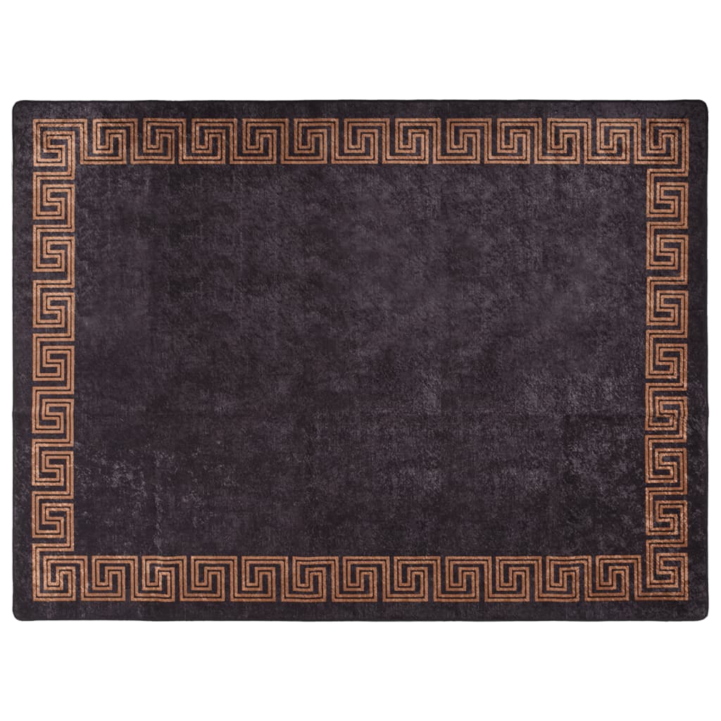 Vidaxl tapis lavable antidérapant 400x300 cm noir et or de couleur