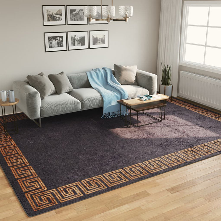 Vidaxl tapis lavable antidérapant 400x300 cm noir et or de couleur