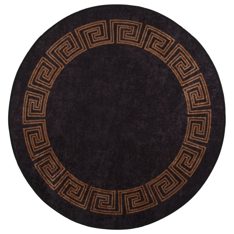 Vidaxl tapis lavable anti-glissement Ø 200 cm noir et or de couleur