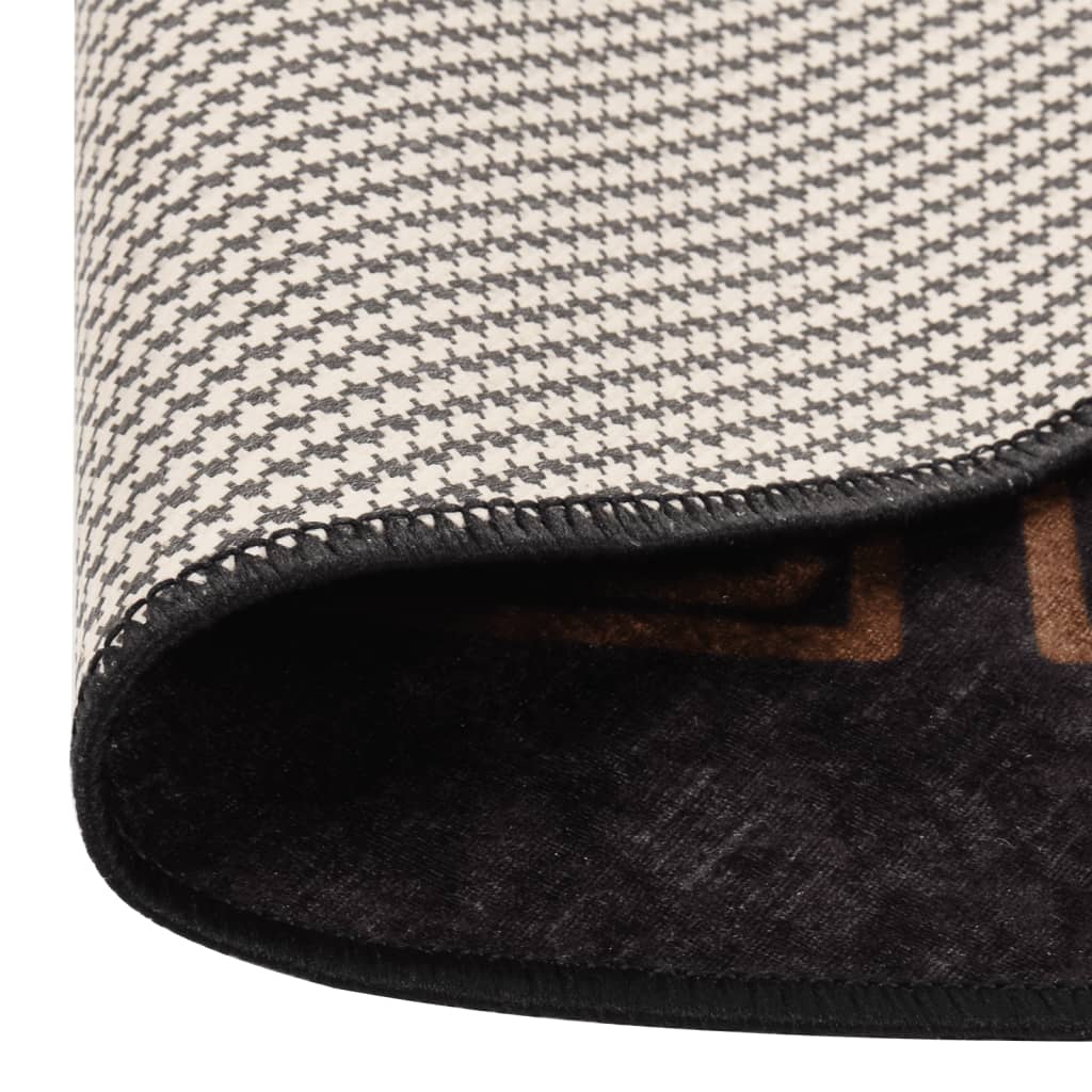 Vidaxl tapis lavable anti-glissement Ø 200 cm noir et or de couleur