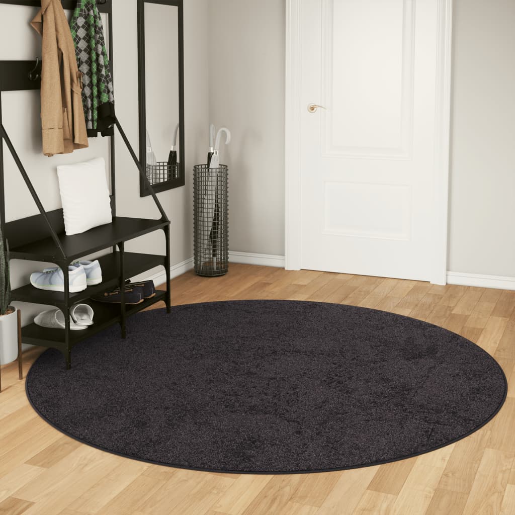 Tapis vidaxl Anti-slip lavable Ø 200 cm de couleur anthracite