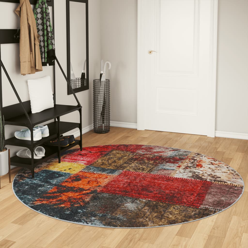 Vidaxl tapis lavable antidérapant Ø 200 cm multicolore
