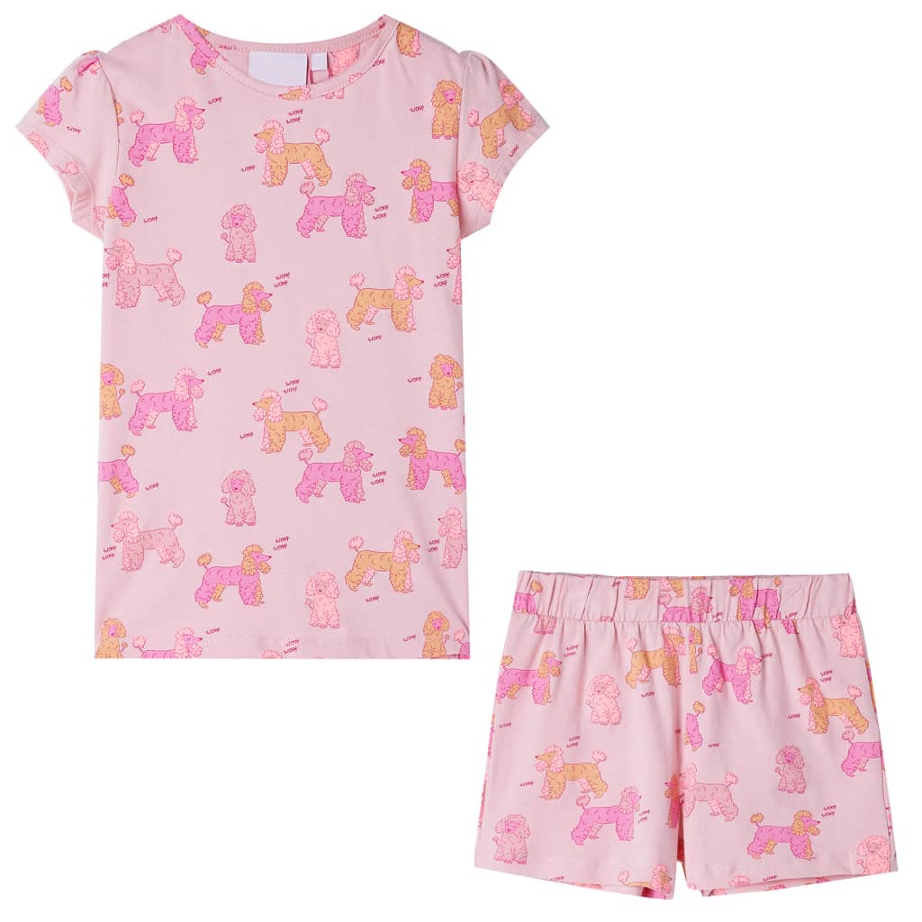 Pajama pour enfants Vidaxl avec des manches courtes 140 rose clair