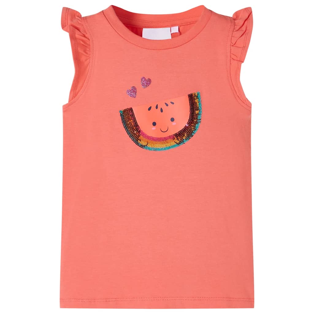 Vidaxl Child's Shirt avec des volants sur les manches 104 Coral-Colord