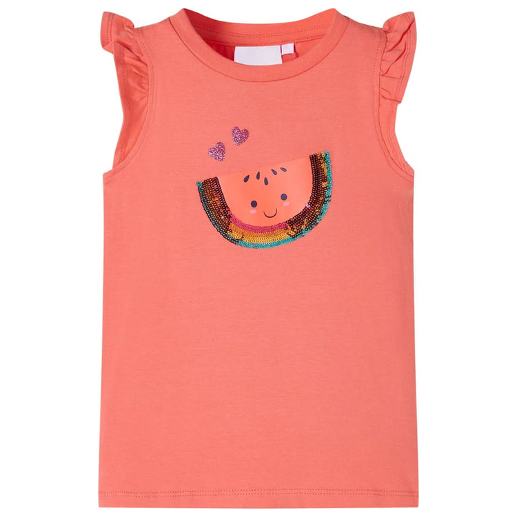 Vidaxl Child's Shirt avec des volants sur les manches 128 Coral-Colored