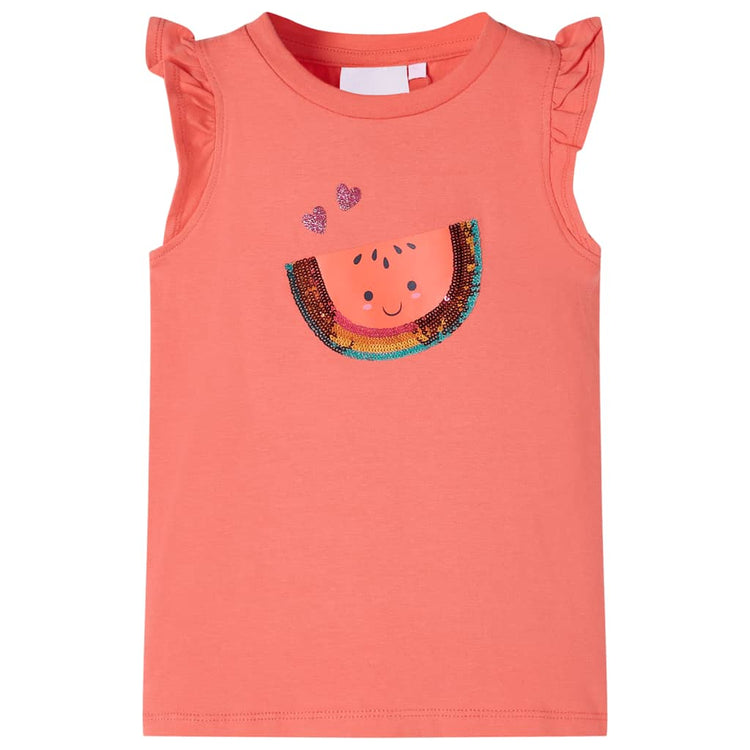 Vidaxl Child's Shirt avec des volants sur les manches 140 Coral-Colored