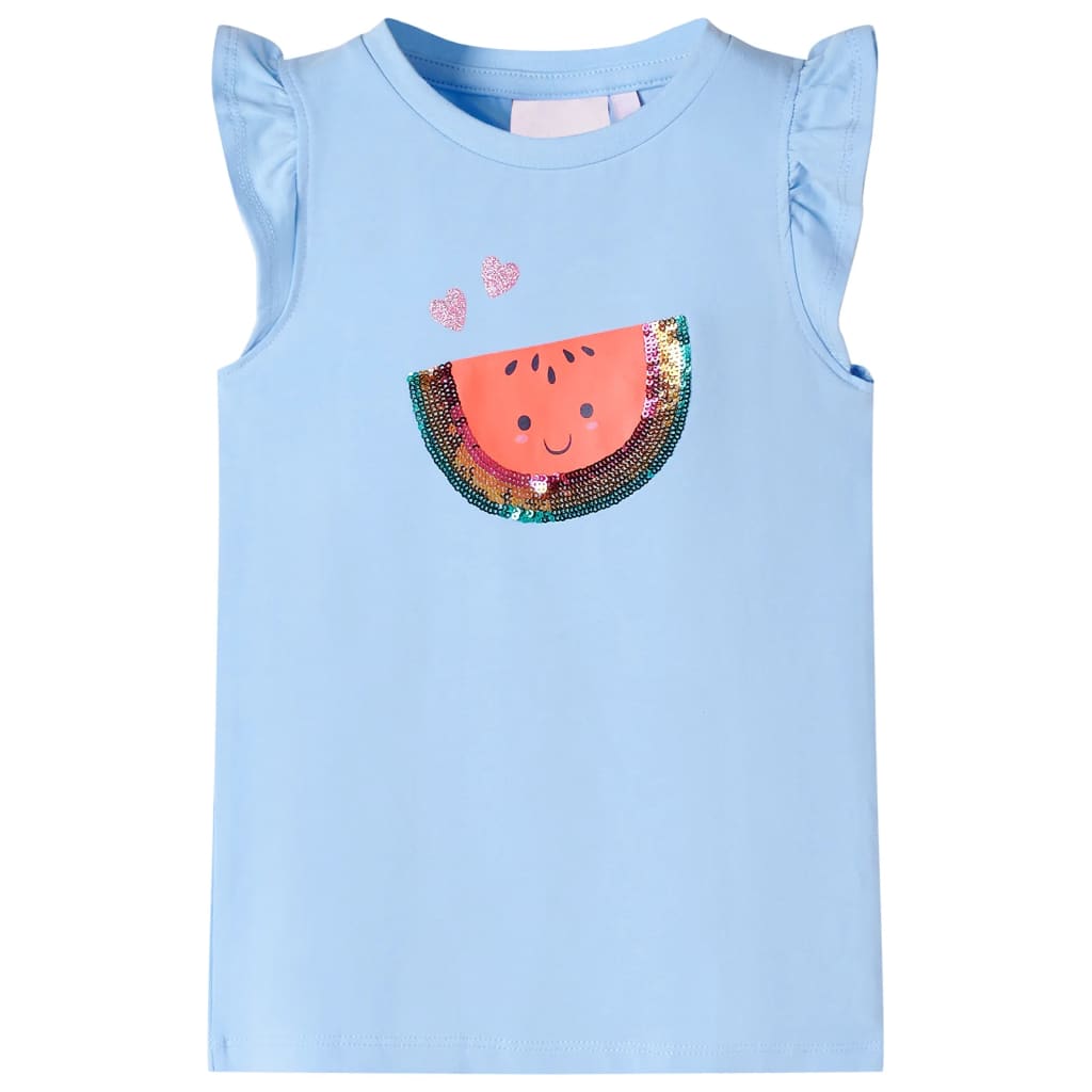 Vidaxl Child's Shirt avec volants sur les manches 128 bleu clair