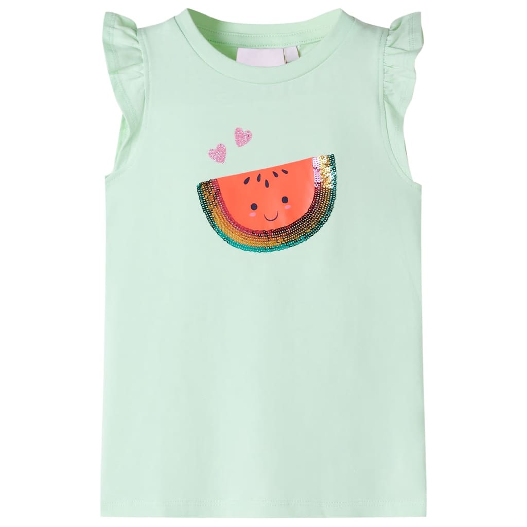 Vidaxl Child's Shirt avec des volants sur les manches 116 Green doux