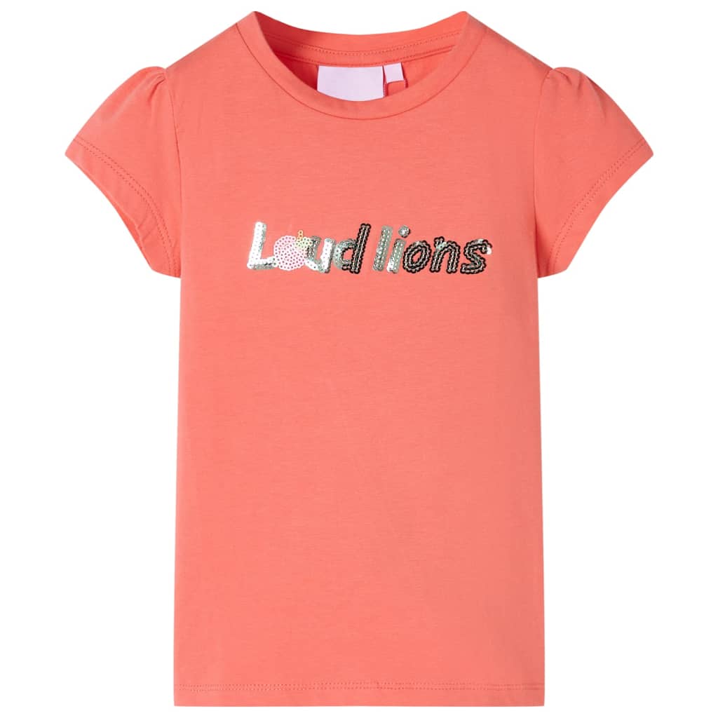 Vidaxl Child's Shirt with Cap Sleeves 92 Coral-Colored