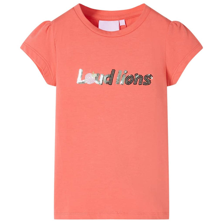 Vidaxl Child's Shirt with Cap Sleeves 92 Coral-Colored
