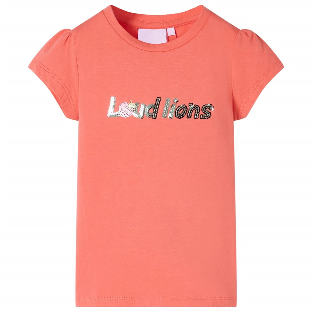 Vidaxl Child's Shirt with Cap Sleeves 104 Coral-Colored