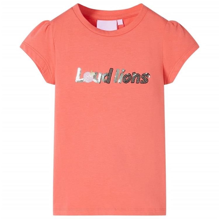 Vidaxl Child's Shirt with Cap Sleeves 104 Coral-Colored