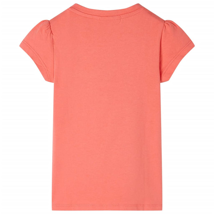 Vidaxl Child's Shirt with Cap Sleeves 104 Coral-Colored