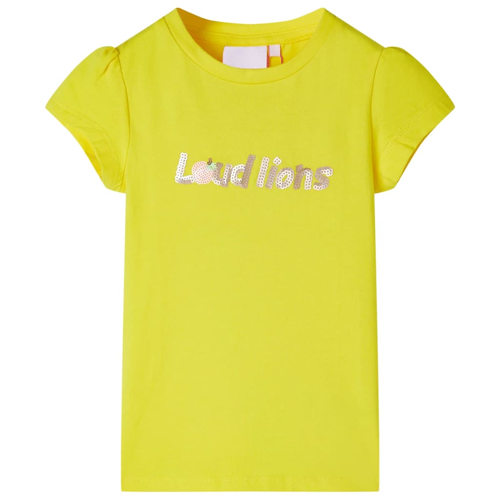 Vidaxl Child's Shirt with Cap Sleeves 92 Bright Yellow